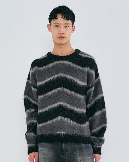 “COFWI” SUNNY WAVE STRIPE KNIT / BLACK