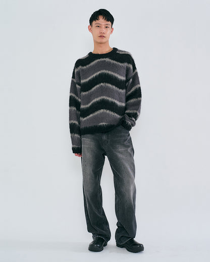 “COFWI” SUNNY WAVE STRIPE KNIT / BLACK