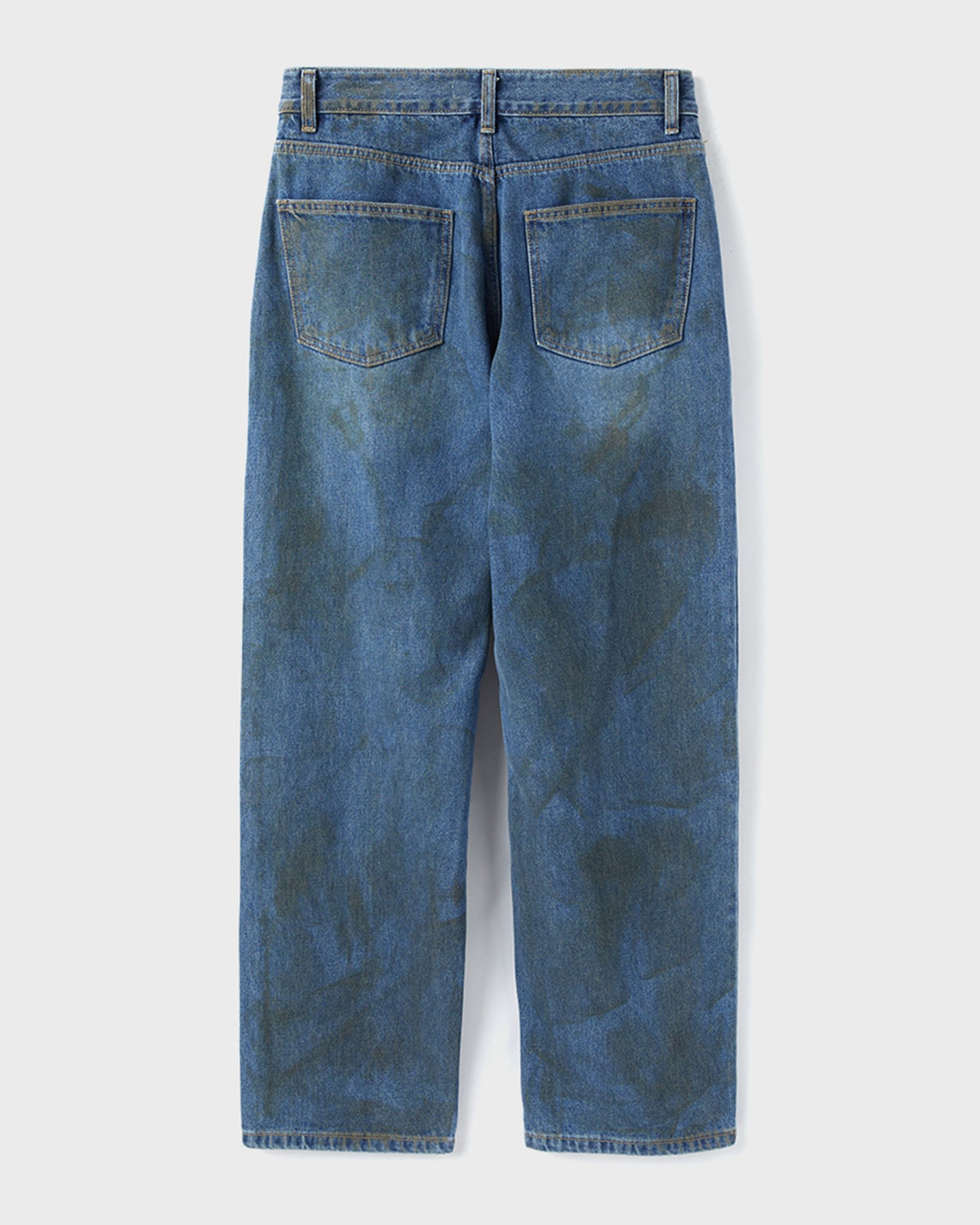 “COFWI” DIRTY WASHED DENIM PANTS / MID BLUE