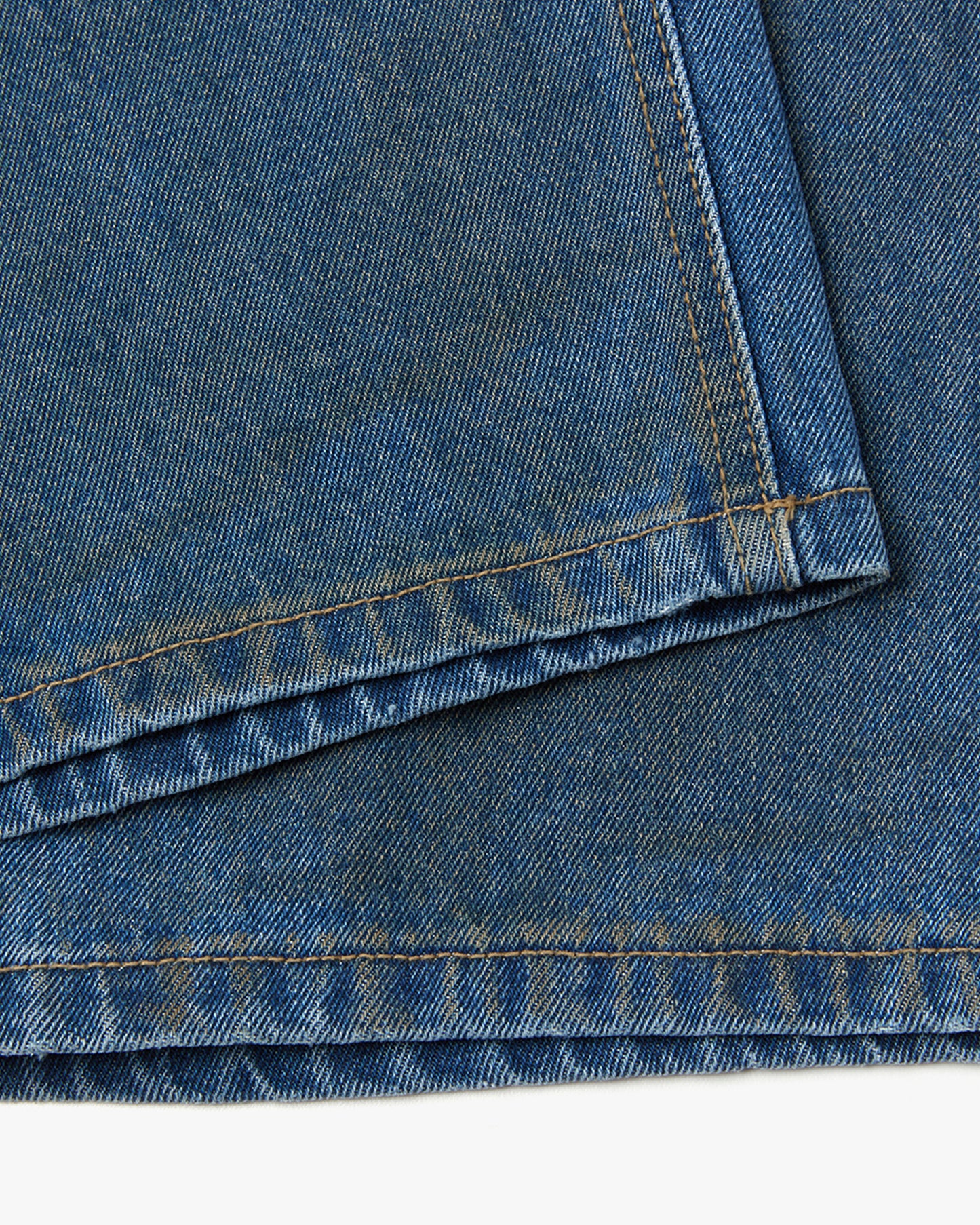 “COFWI” DIRTY WASHED DENIM PANTS / MID BLUE