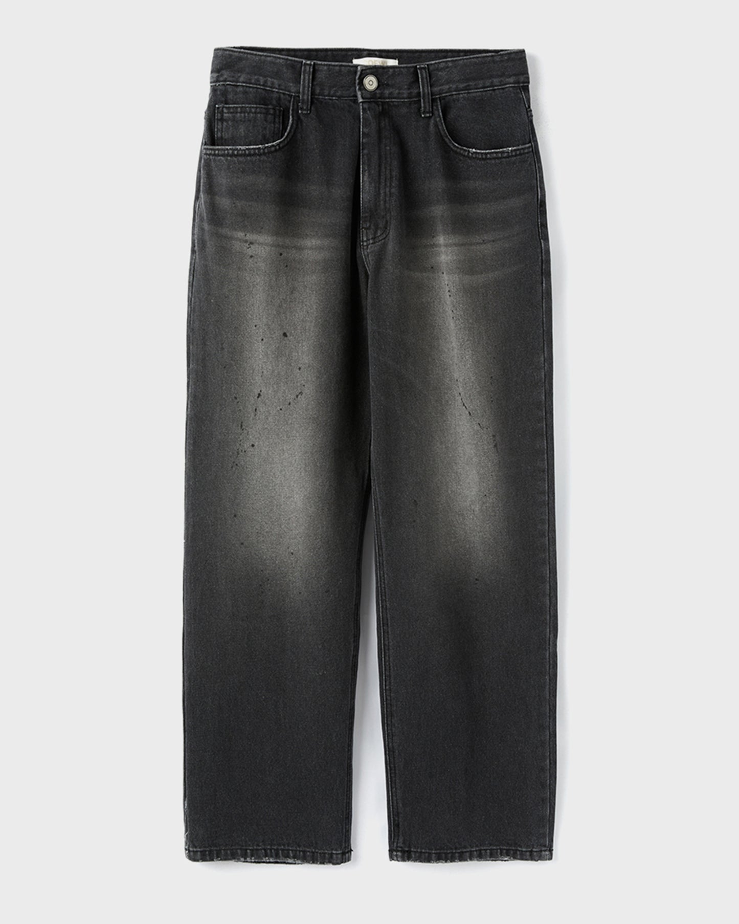 “COFWI” DIRTY WASHED DENIM PANTS / BLACK