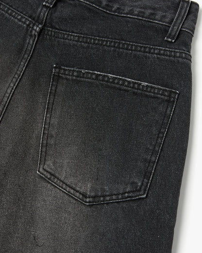 “COFWI” DIRTY WASHED DENIM PANTS / BLACK