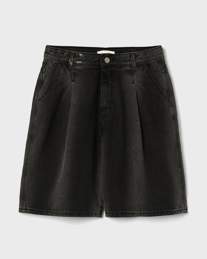 “COFWI” VERTICAL WASHED DENIM SHORTS / BLACK