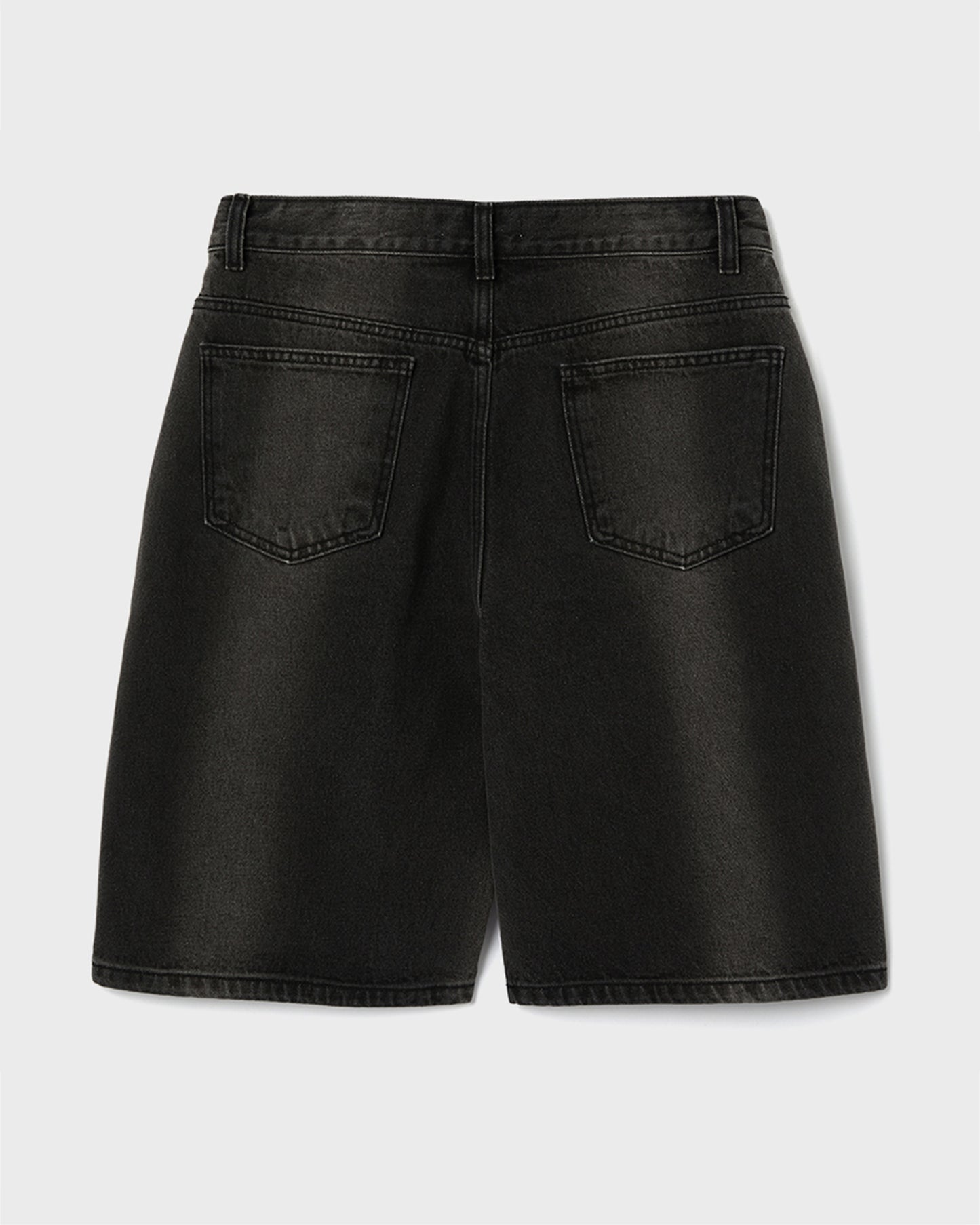 “COFWI” VERTICAL WASHED DENIM SHORTS / BLACK