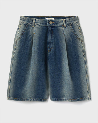 “COFWI” VERTICAL WASHED DENIM SHORTS / BLUE