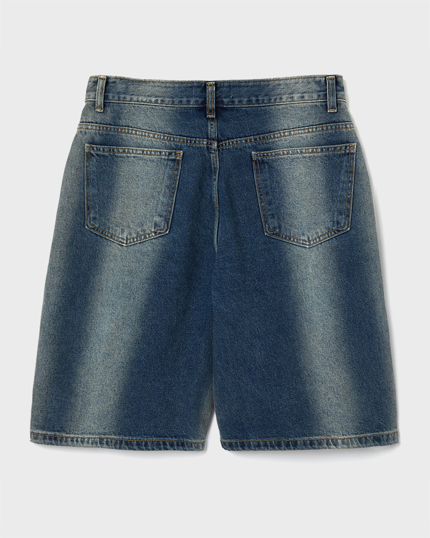 “COFWI” VERTICAL WASHED DENIM SHORTS / BLUE