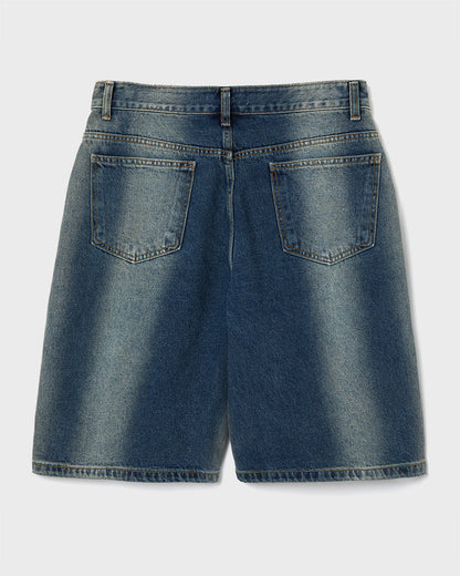 “COFWI” VERTICAL WASHED DENIM SHORTS / BLUE