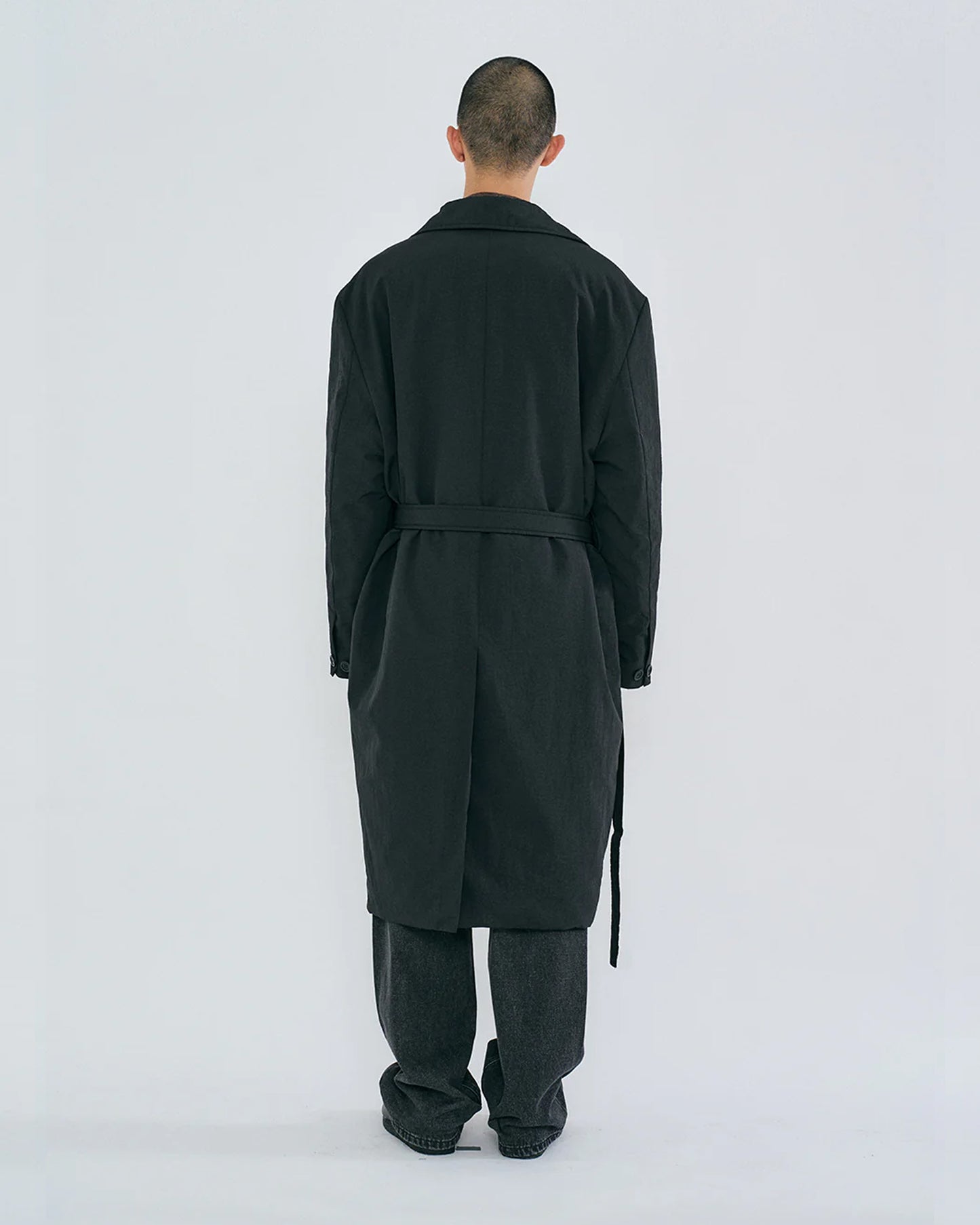 “COFWI” PADDED DOUBLE LONG COAT / BLACK