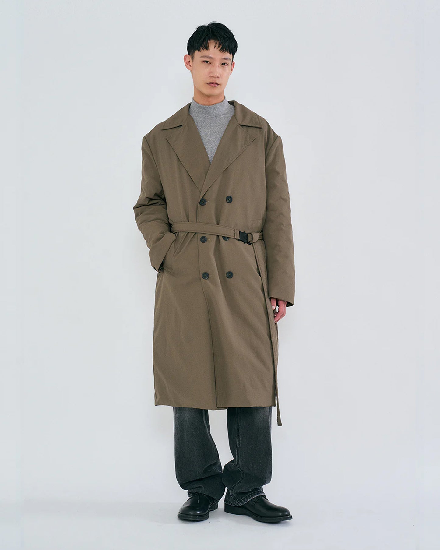 “COFWI” PADDED DOUBLE LONG COAT / KHAKI