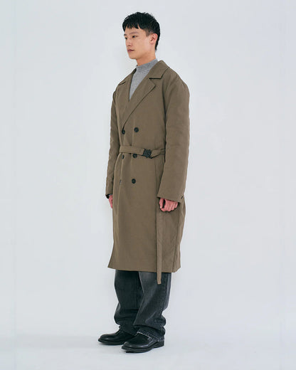 “COFWI” PADDED DOUBLE LONG COAT / KHAKI