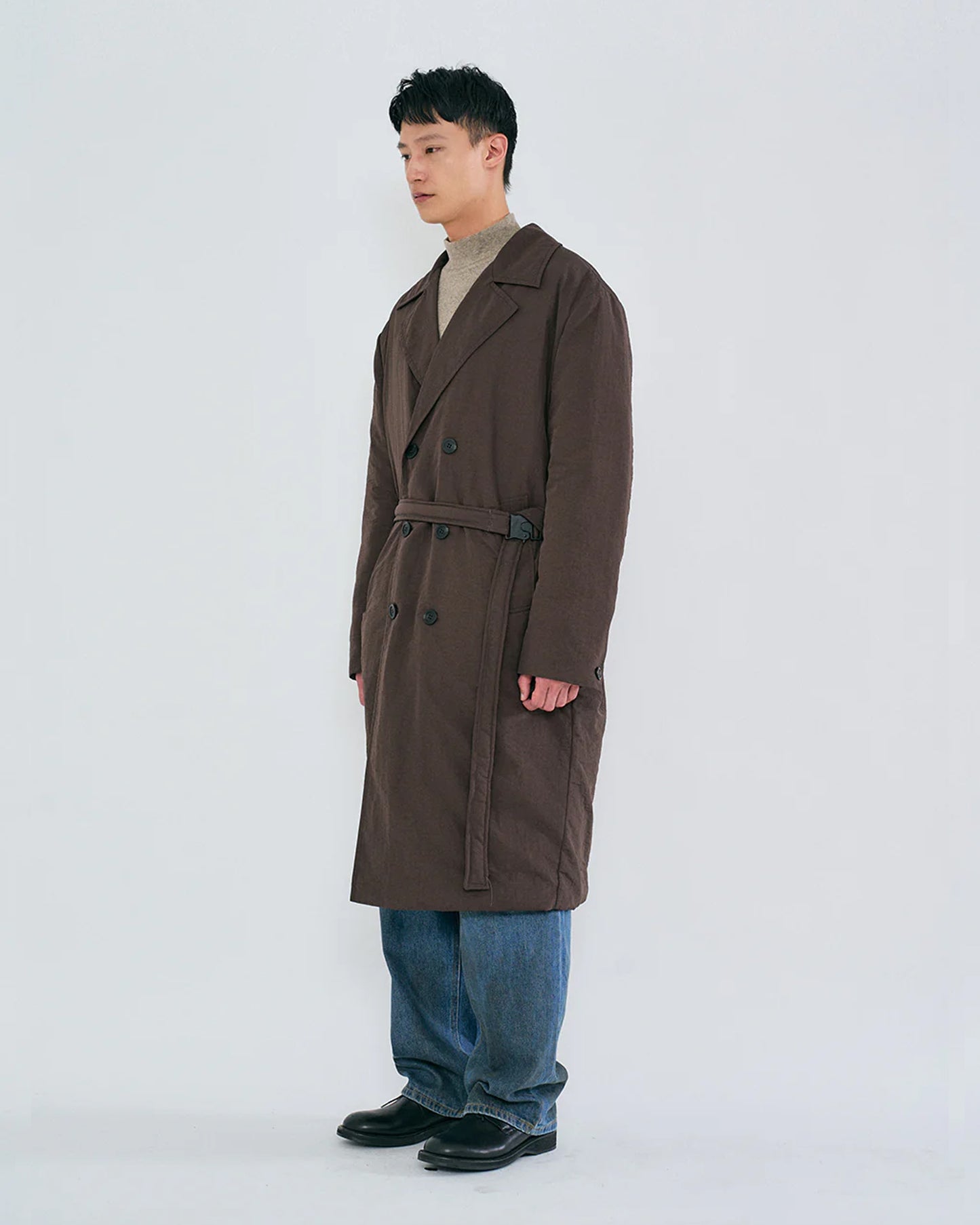 “COFWI” PADDED DOUBLE LONG COAT / RED WINE