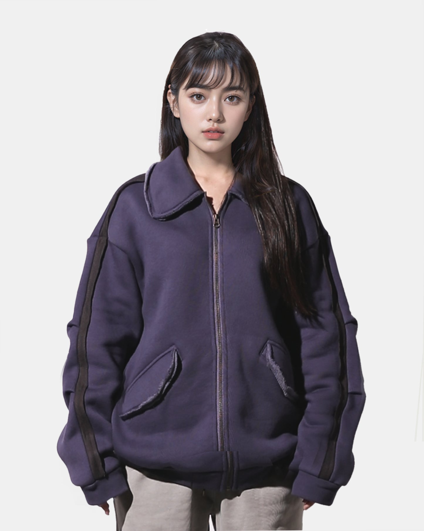 “MAYI” LAPEL LOW EDGE JACKET / LIGHT PURPLE (Womens)